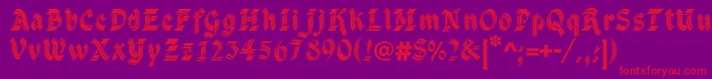 DsCathedral-Schriftart – Rote Schriften auf violettem Hintergrund