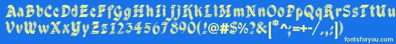 DsCathedral Font – Yellow Fonts on Blue Background