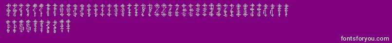 VulcanScript-Schriftart – Grüne Schriften auf violettem Hintergrund