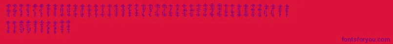 VulcanScript-Schriftart – Violette Schriften auf rotem Hintergrund
