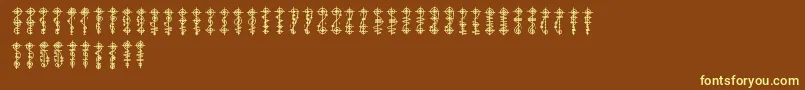 Fonte VulcanScript – fontes amarelas em um fundo marrom