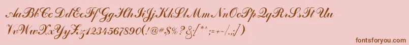 OdessaScriptCyr-fontti – ruskeat fontit vaaleanpunaisella taustalla