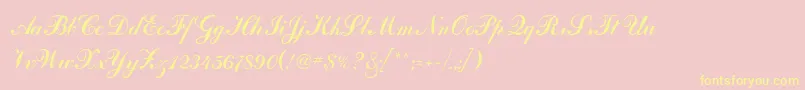 OdessaScriptCyr-Schriftart – Gelbe Schriften auf rosa Hintergrund