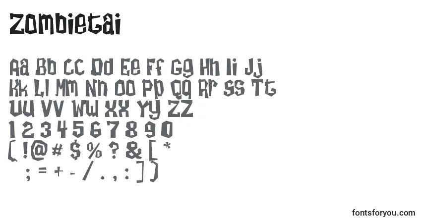 Шрифт Zombietai – алфавит, цифры, специальные символы