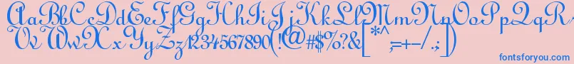 Annabelscript-Schriftart – Blaue Schriften auf rosa Hintergrund