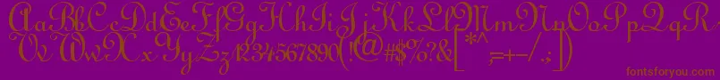 Annabelscript-Schriftart – Braune Schriften auf violettem Hintergrund