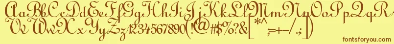 Annabelscript Font – Brown Fonts on Yellow Background