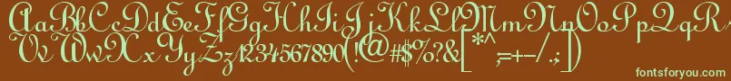 Annabelscript-fontti – vihreät fontit ruskealla taustalla