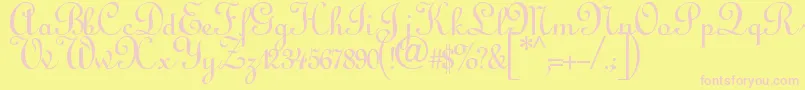 Annabelscript-fontti – vaaleanpunaiset fontit keltaisella taustalla