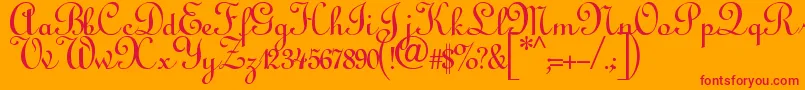 Annabelscript-Schriftart – Rote Schriften auf orangefarbenem Hintergrund
