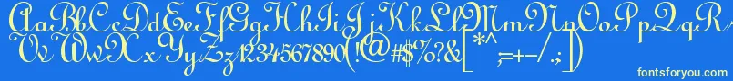 Annabelscript Font – Yellow Fonts on Blue Background