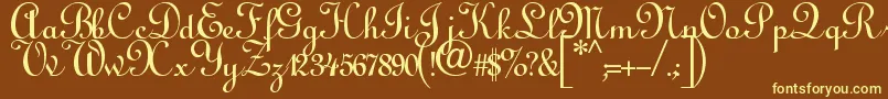 Annabelscript-fontti – keltaiset fontit ruskealla taustalla