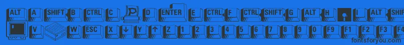 PcKeys Font – Black Fonts on Blue Background