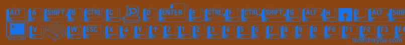 PcKeys Font – Blue Fonts on Brown Background