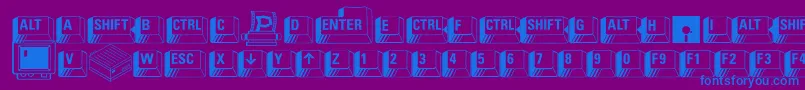 fuente PcKeys – Fuentes Azules Sobre Fondo Morado