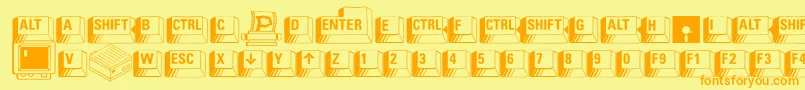 PcKeys Font – Orange Fonts on Yellow Background