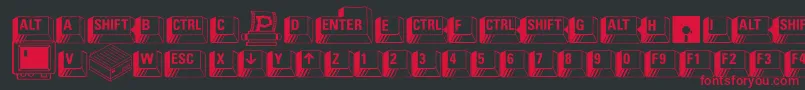 PcKeys Font – Red Fonts on Black Background