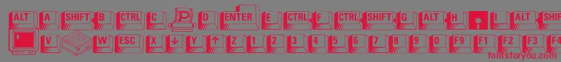 PcKeys Font – Red Fonts on Gray Background