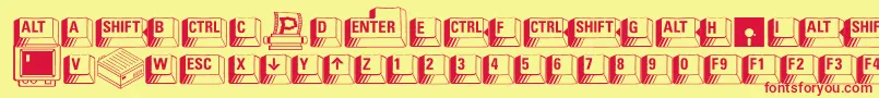 PcKeys Font – Red Fonts on Yellow Background