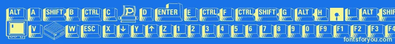 PcKeys Font – Yellow Fonts on Blue Background