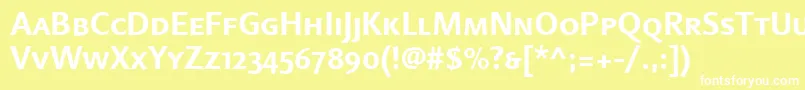 LinotypefinneganscBold-Schriftart – Weiße Schriften auf gelbem Hintergrund