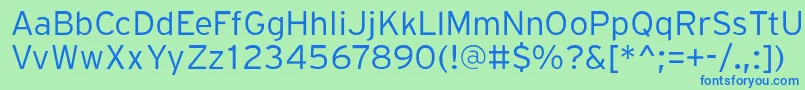 Czcionka PftransitLight – niebieskie czcionki na zielonym tle