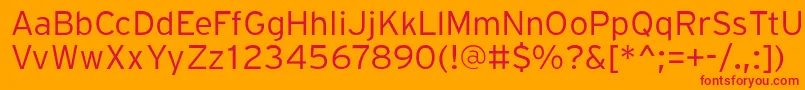 フォントPftransitLight – オレンジの背景に赤い文字