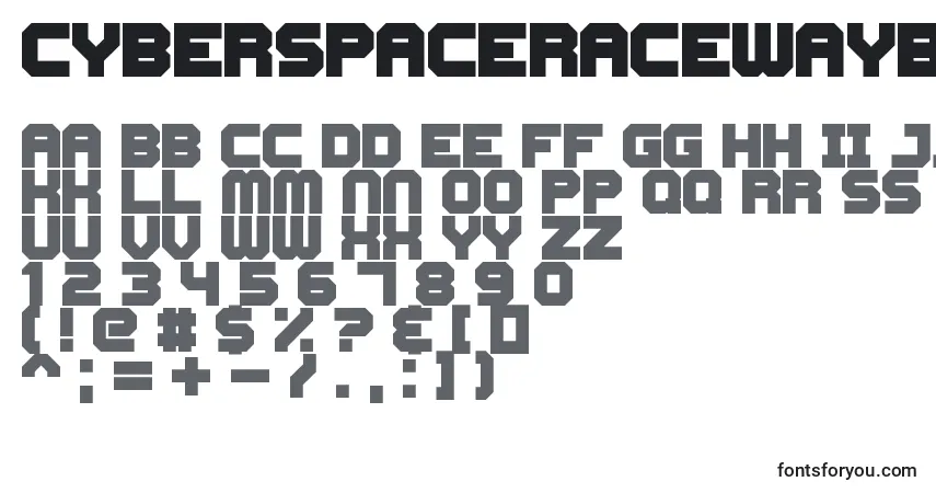 Czcionka CyberspaceRacewayBack – alfabet, cyfry, specjalne znaki