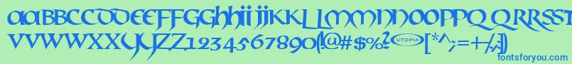 フォントMael – 青い文字は緑の背景です。