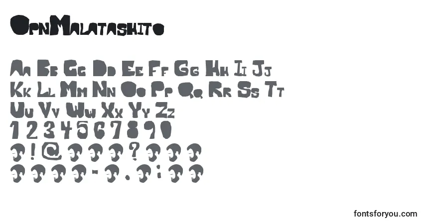 A fonte OpnMalatashito – alfabeto, números, caracteres especiais