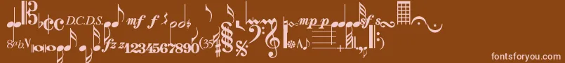 Strauf-fontti – vaaleanpunaiset fontit ruskealla taustalla