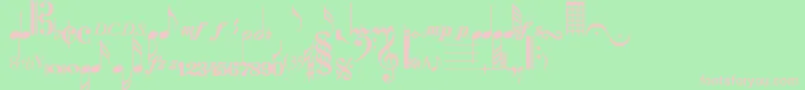 Strauf-fontti – vaaleanpunaiset fontit vihreällä taustalla