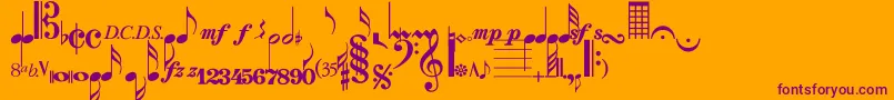 Strauf-Schriftart – Violette Schriften auf orangefarbenem Hintergrund