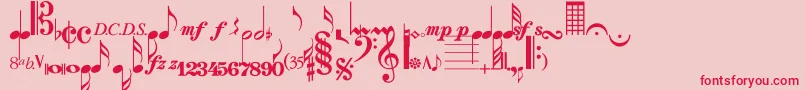 Strauf-Schriftart – Rote Schriften auf rosa Hintergrund