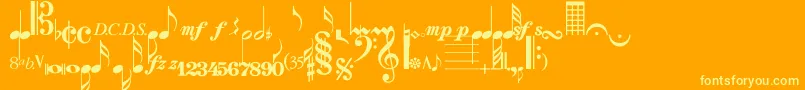 Strauf-Schriftart – Gelbe Schriften auf orangefarbenem Hintergrund