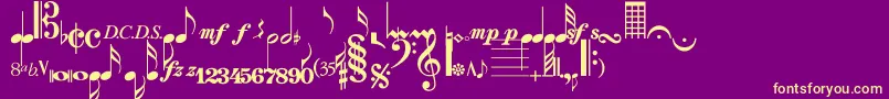 Strauf-fontti – keltaiset fontit violetilla taustalla