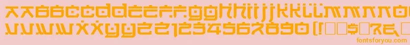 フォントHarriotRegular – オレンジの文字がピンクの背景にあります。