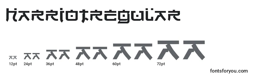 Размеры шрифта HarriotRegular