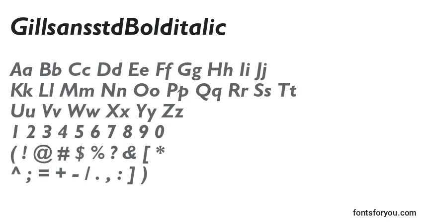 Fuente GillsansstdBolditalic - alfabeto, números, caracteres especiales