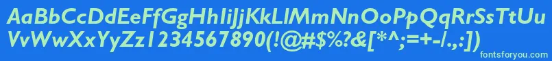 GillsansstdBolditalic Font – Green Fonts on Blue Background