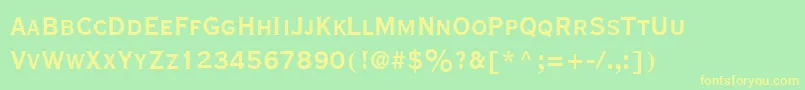 CopperplateExtraCondensedSsiBoldExtraCondensed-Schriftart – Gelbe Schriften auf grünem Hintergrund