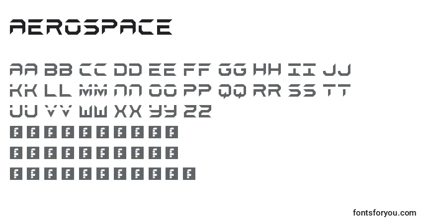 Fuente Aerospace - alfabeto, números, caracteres especiales