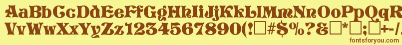 フォントStoryboo – 茶色の文字が黄色の背景にあります。