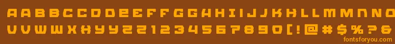 Fonte Olympiccarriertitle – fontes laranjas em um fundo marrom