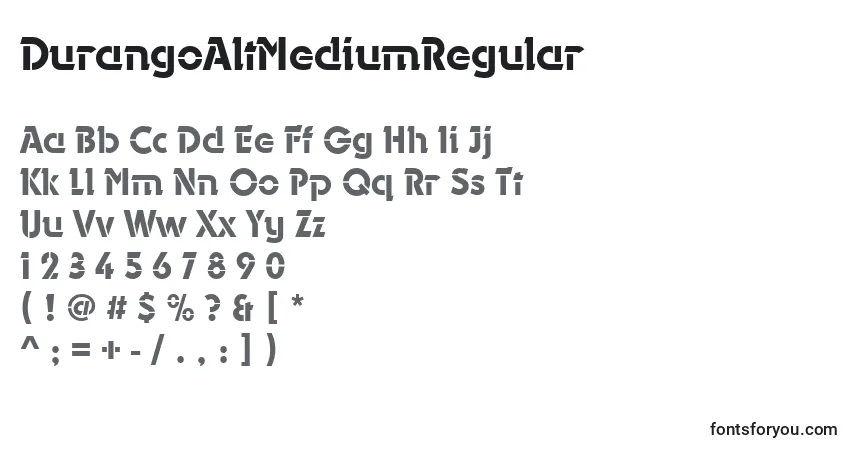 A fonte DurangoAltMediumRegular – alfabeto, números, caracteres especiais