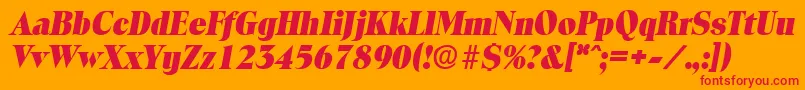 フォントToledoExtraboldita – オレンジの背景に赤い文字