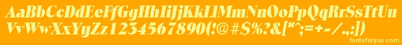 ToledoExtraboldita-Schriftart – Gelbe Schriften auf orangefarbenem Hintergrund