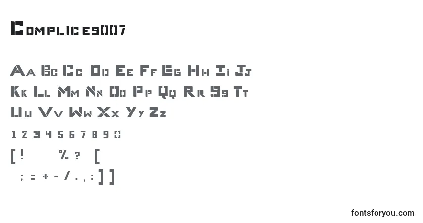 Czcionka Complices007 – alfabet, cyfry, specjalne znaki