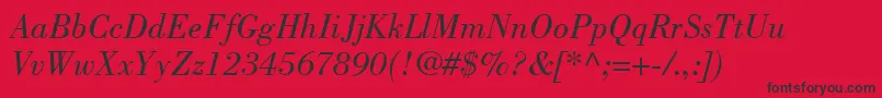 BodoniLtBookItalic Font – Black Fonts on Red Background
