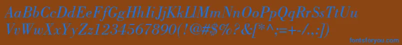 BodoniLtBookItalic Font – Blue Fonts on Brown Background